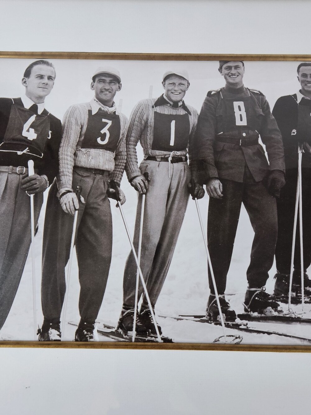 FIS International Ski Federation Print Vintage Skiers 1930s 1940s Framed